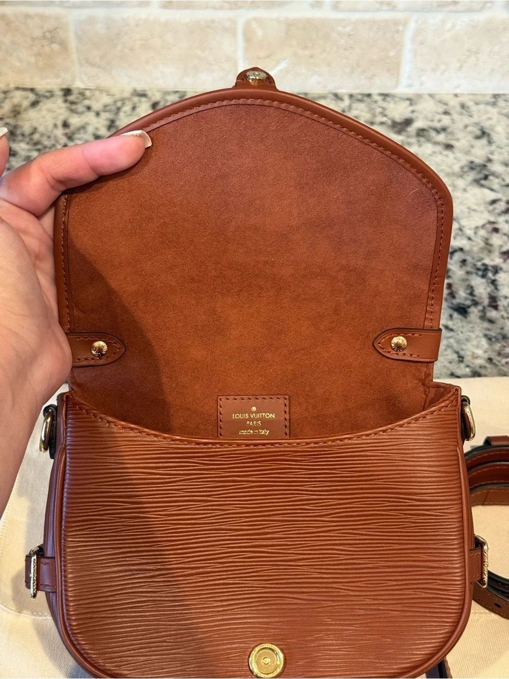Louis Vuitton Cognac Saumur BB Epi Leather Crossbody